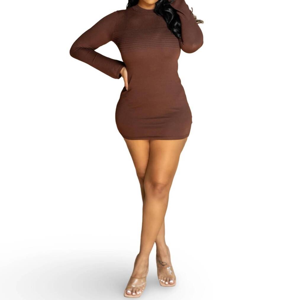NEW RUNAWAY THE LABEL luxe knit mini dress in chocolate